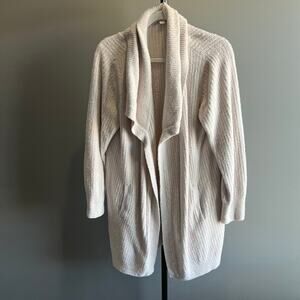Barefoot Dreams Cozychic Lite open-front cardigan sweater in a beige color XL